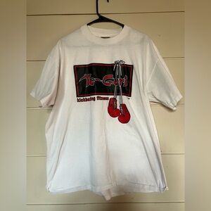 Women’s white T-shirt. Kickboxing logo. Size XL